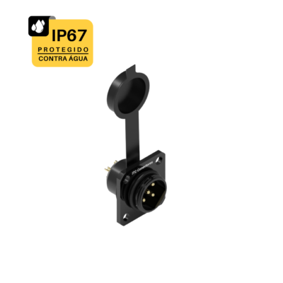 CONECTOR BASE QUADRADA CIRCULAR M16 - 10 AMPERES - MACHO - IP67 - ALUMÍNIO