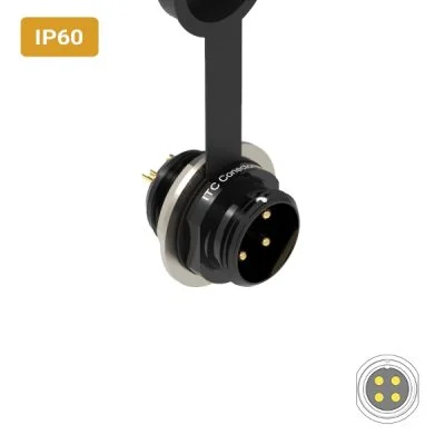 Conector M16 macho para painel redonda IP60 10 amperes