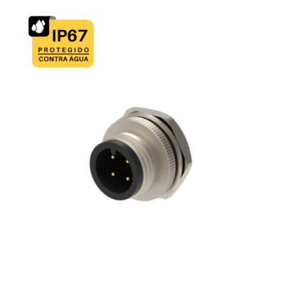 CONECTOR CABO CIRCULAR M12 RETO - 1 AMPERE - FÊMEA - PRENSA CABO ITC M12 - IP67 - LATÃO NIQUELADO 1,0 OURO