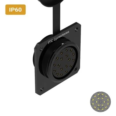 Conector M32 fêmea para painel quadrada IP60 10 amperes
