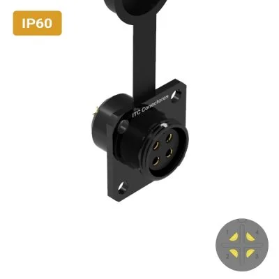 Conector M16 fêmea para painel quadrada IP60 10 amperes