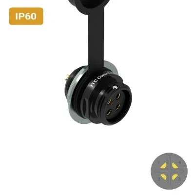 Conector M16 fêmea para painel redonda IP60 10 amperes