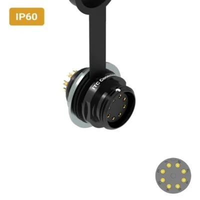 Conector M16 fêmea para painel redonda IP60 3 amperes