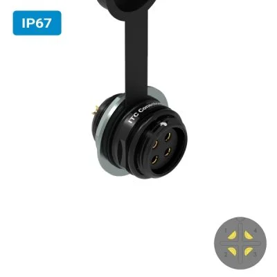 Conector M16 fêmea para painel redonda IP67 10 amperes