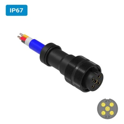 Conector injetado POM M16 fêmea para cabo IP67 10 amperes com porca de alumínio