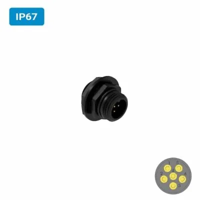 Conector injetado M12 macho para painel redonda IP67 1 ampere