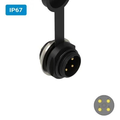 Conector injetado M16 macho para painel redonda IP67 10 amperes