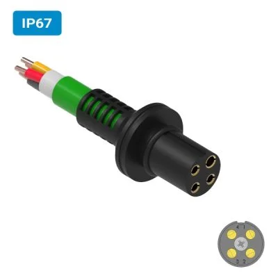 Conector injetado PVC M16 fêmea para cabo IP67 12 amperes