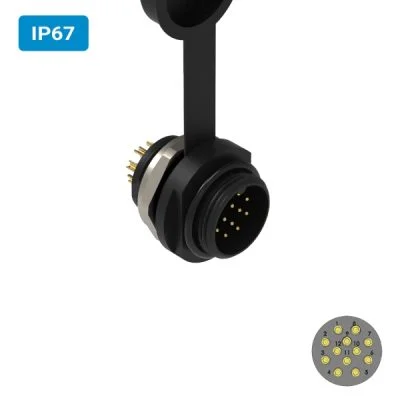 Conector injetado M16 macho para painel redonda IP67 3 amperes