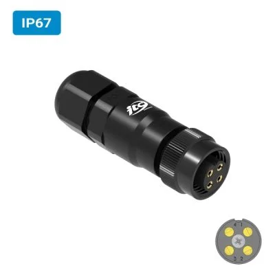 Conector M12 fêmea para cabo IP67 1 ampere PG7