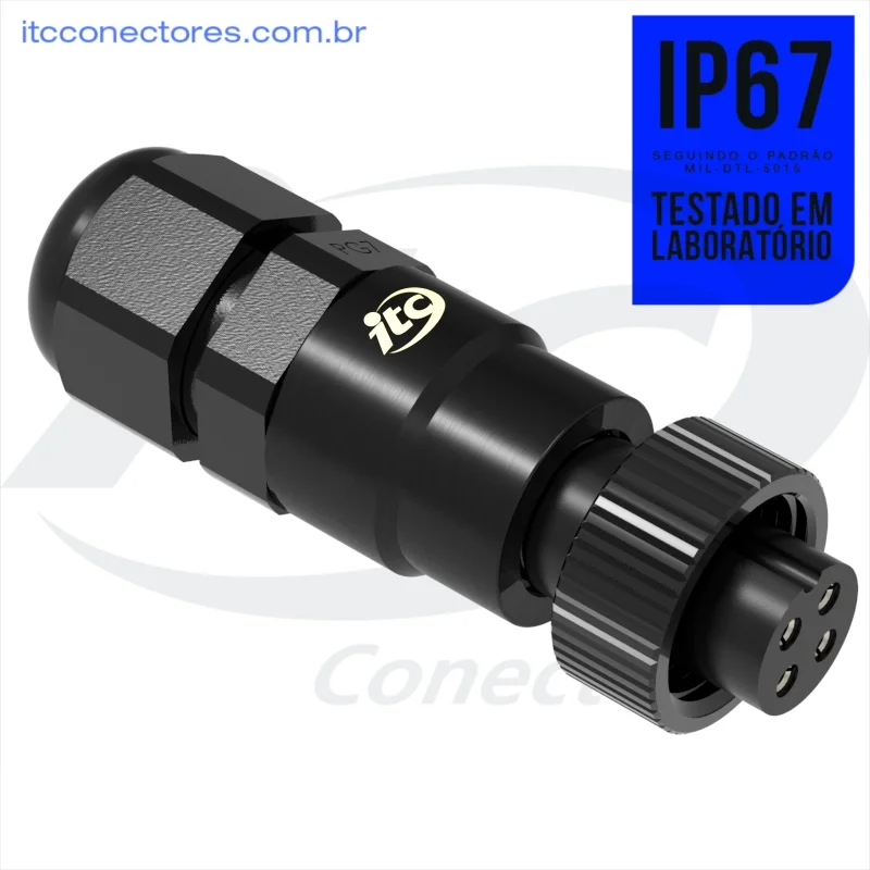 Conector circular plástico preto 6 vias macho 1 ampere.15