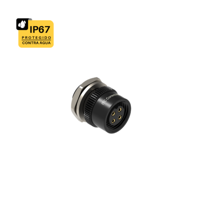 CONECTOR BASE REDONDA CIRCULAR M12 - 1 AMPERE - FÊMEA - IP67 - ALUMÍNIO