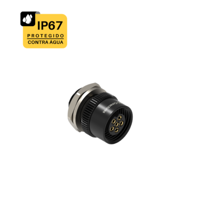 CONECTOR BASE REDONDA CIRCULAR M12 - 1 AMPERE - FÊMEA - IP67 - ALUMÍNIO 1,0-Ouro