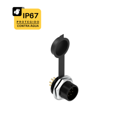 CONECTOR BASE REDONDA FLANGE DESLOCADA CIRCULAR M16 - 3 AMPERES - MACHO - IP67 - ALUMÍNIO PCI